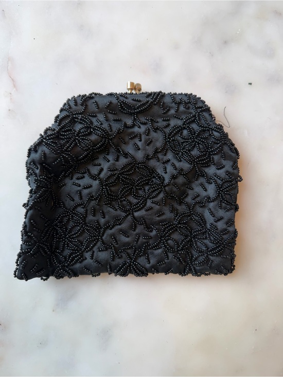 Handbags - Vintage Beaded Black Evening Clutch